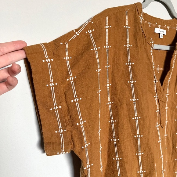 Madewell Lakeline Popover Shirttail Top in Jacquard Stripe Cotton Size Large - Picture 4 of 7